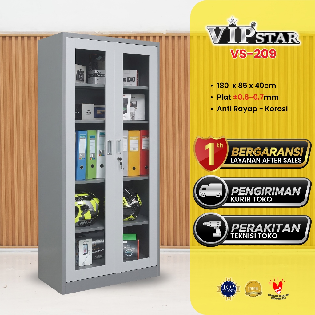 VIP STAR VS-209 Lemari Arsip Besi Swing Kaca | Lemari Arsip Kantor