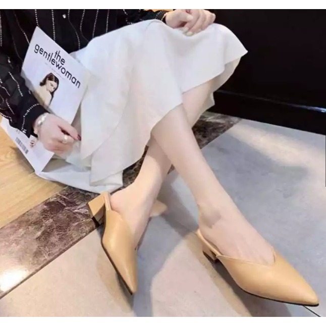 Sandal Flat Wanita Premium Mules | Sepatu Slip On Pointed Toe Simple Elegan | Nyaman & Stylish CK563