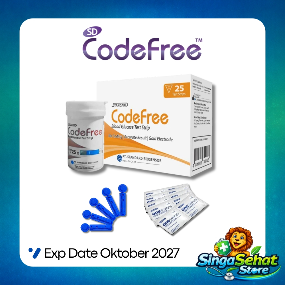 [Bundling] Strip Gula Darah CodeFree Glucose + Lancet + Alcohol Swabs 25Pcs