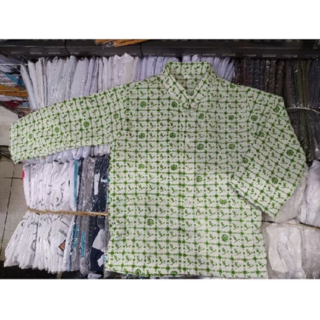 seragam diniyah Batik logo qiroati jilid 5 (coklat muda) dan yanbua hijau