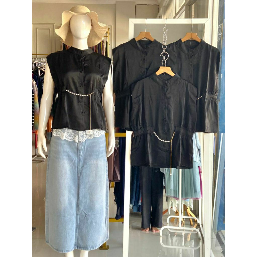 blouse hitam polos