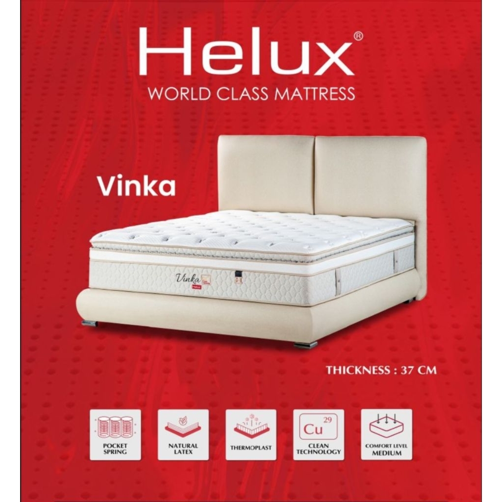 Kasur springbed merk asli original Helux type Vinka tebal kasur 37cm. bisa hanya kasur atau set orig