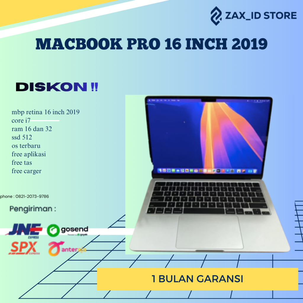 MACBOOK PRO 16 INCH 2019 CORE I7 RAM 32