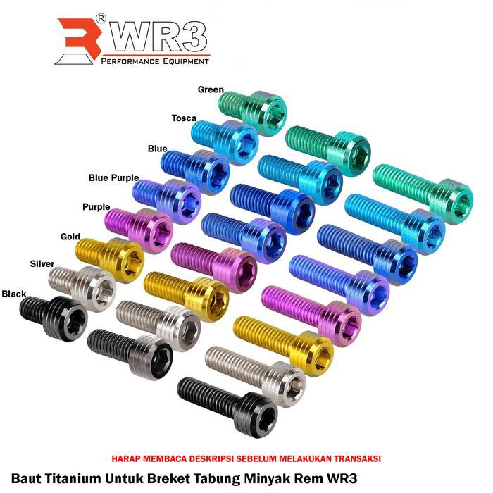 Paketan Baut Titanium WR3 Untuk Breket Tabung Minyak Rem WR3