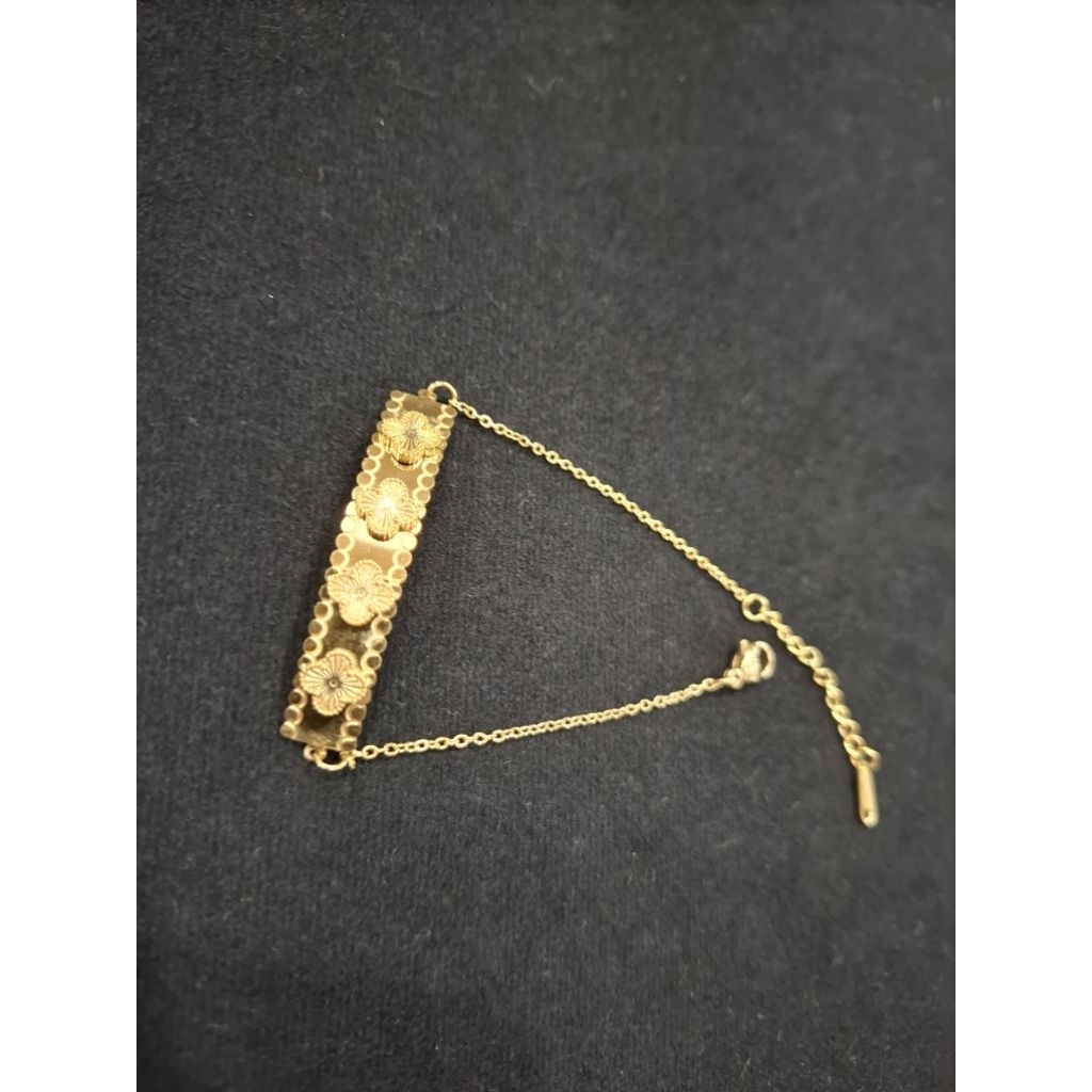 Gelang tangan titanium asli model plat clover rantai nori.