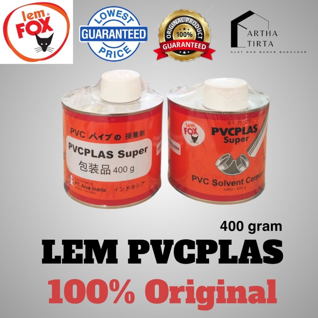 Lem Pipa Fox PVCPLAS 400 Gram / Lem PVC PLAS 400Gram / Lem PVC 400g