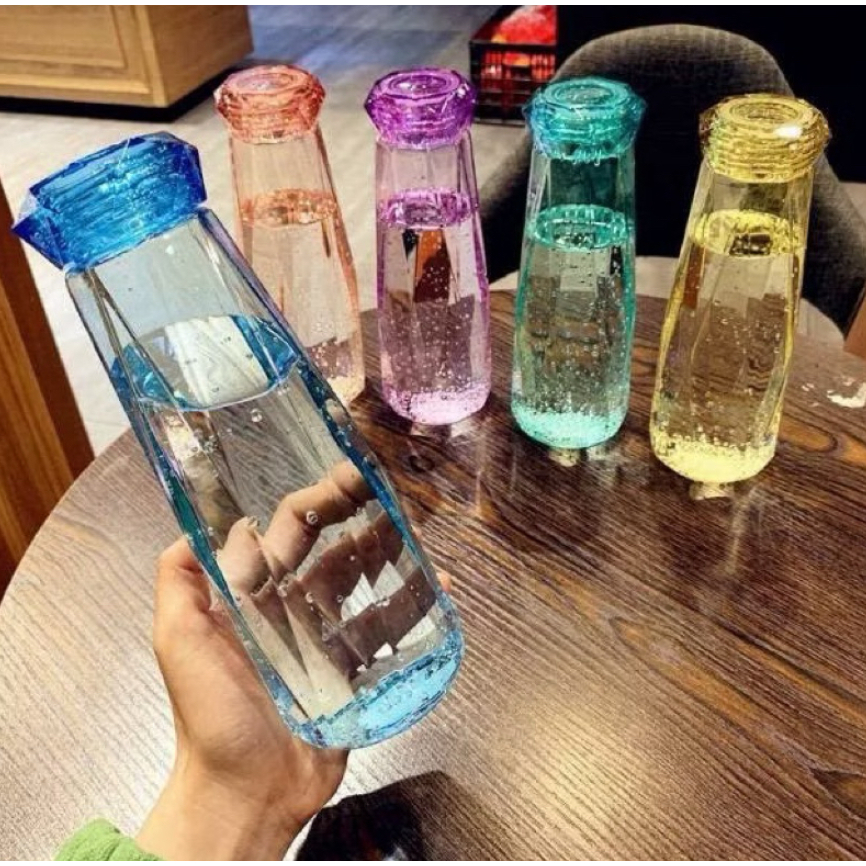 Botol Kaca Diamond Kristal Bottle Tumblr Tempat Minum Botol Minum Unik + BOX