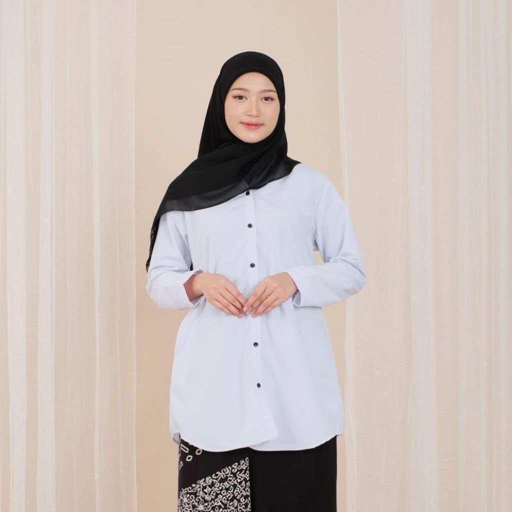 Tunik Santri Muslimah Atasan Kemeja Polos Berbahan Toyobo Tebal Dan Adem