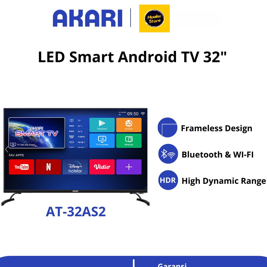 AKARI Smart Android TV 32 inch Bluetooth AT-32AS2 ( LED TV 32 Inch )