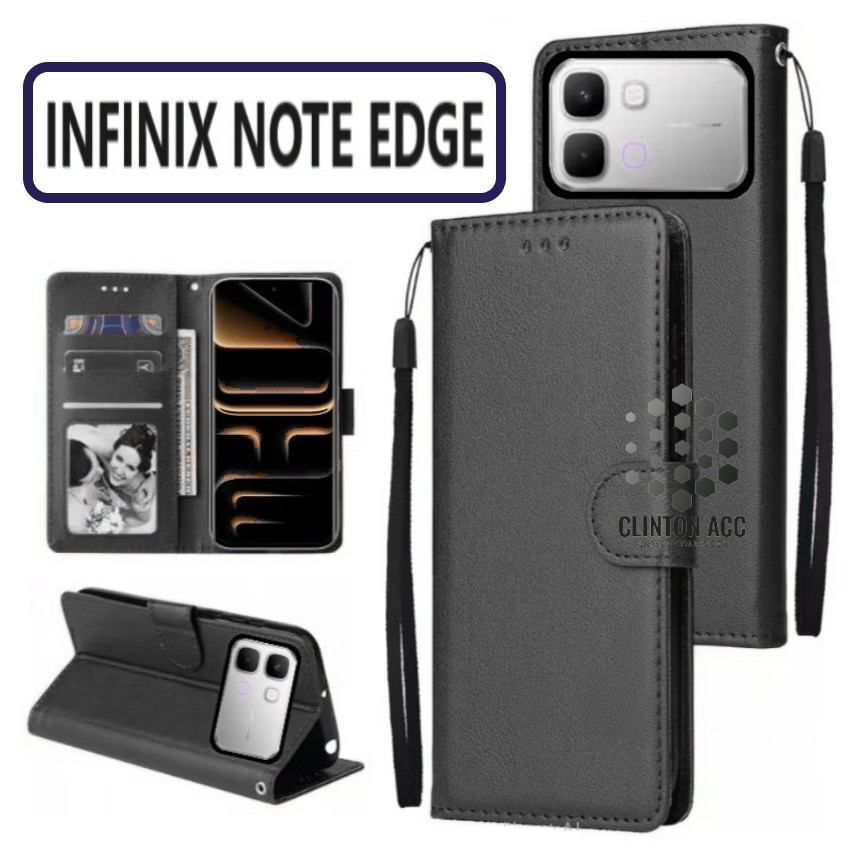 CASE HP INFINIX NOTE EDGE FLIP WALLET LEATHER DOMPET KULIT SOFTCASE PREMIUM FLIP COVER SARUNG BUKA T