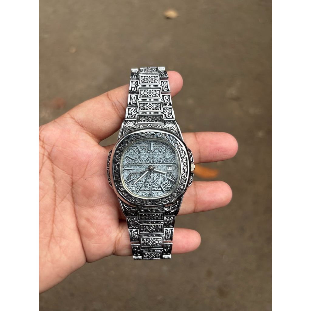 JAM TANGAN PRIA UKIR KALIGRAFI ARABIC DATE JUST (1)