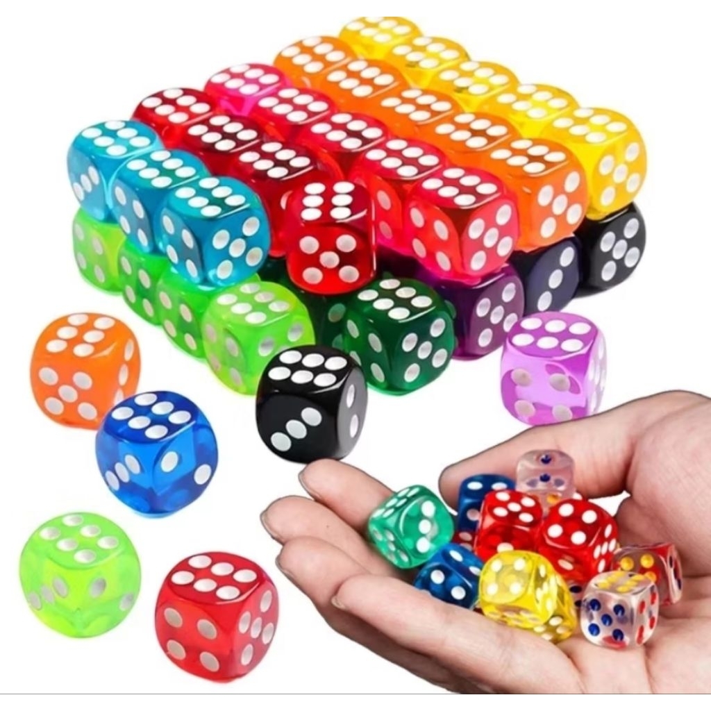 Mainan Dadu kecil (harga satuan perpc) warna warni ukuran 16mm/20mm
