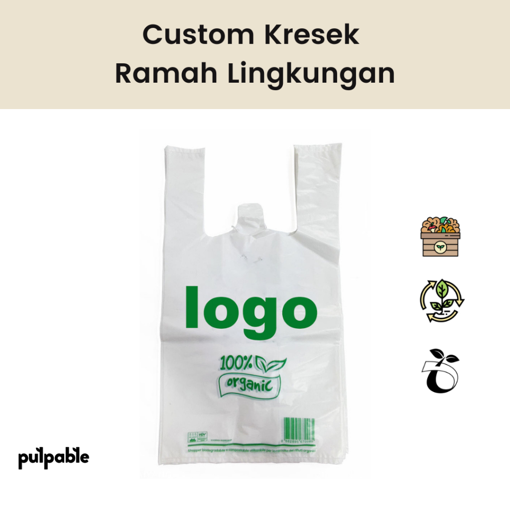 Custom eco friendly plastic bag / kresek ramah lingkungan / eco friendly biodegradable plastic bag +