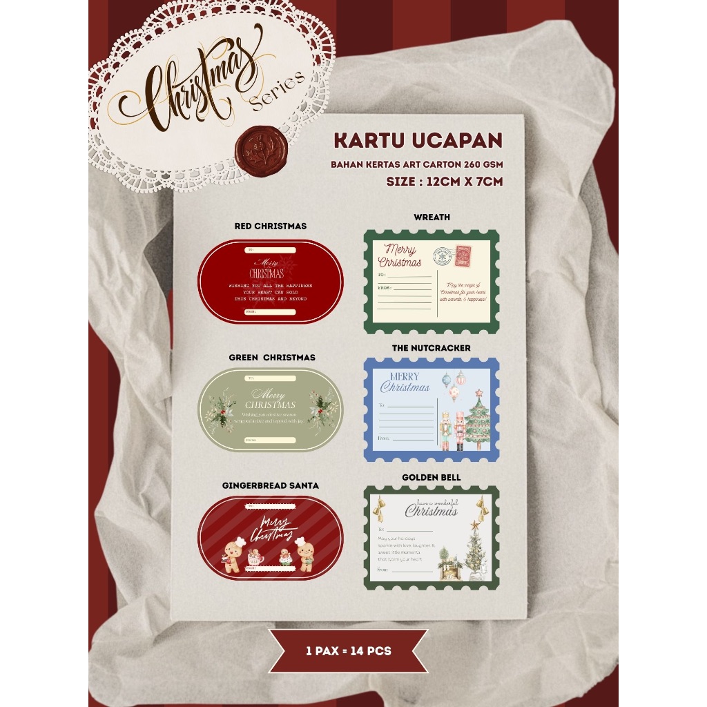 Kartu ucapan natal packaging | Greeting Card Christmas - desain unik UMKM