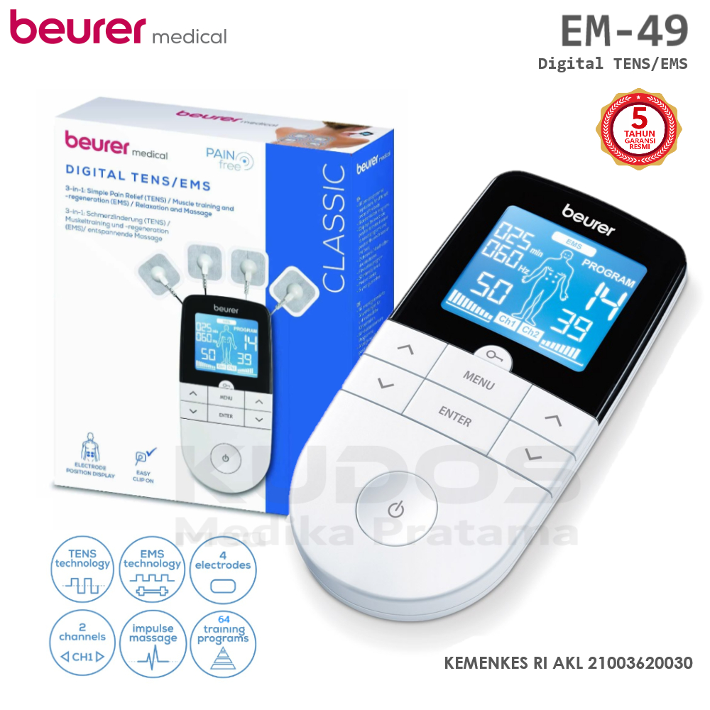 beurer EM-49 Alat Stimulator Terapi TENS EMS Pijat Elektrik Digital - beurer EM49