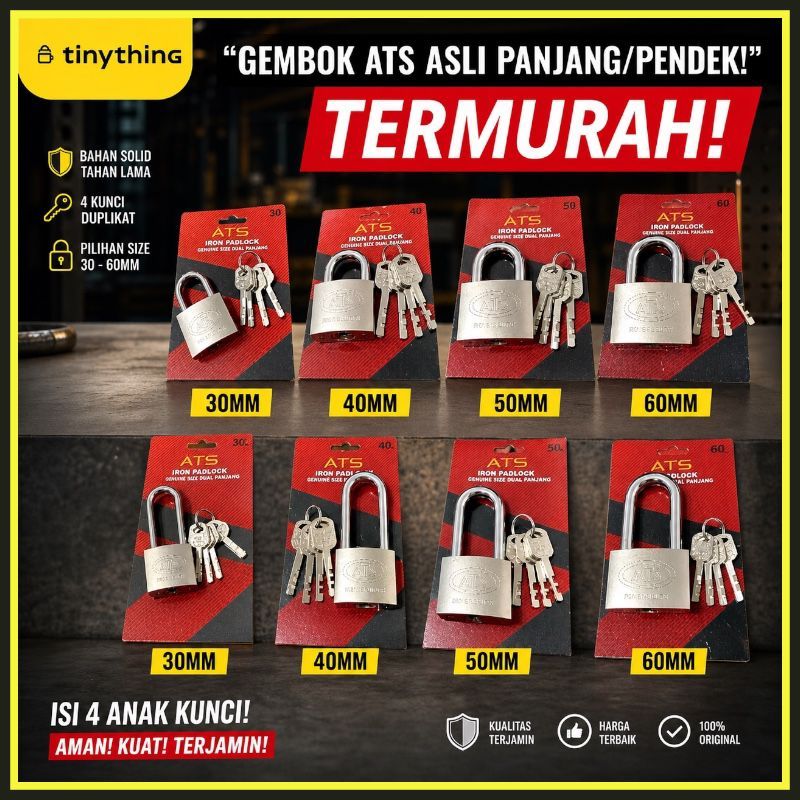 Kunci Gembok Stainless Anti Karat / Anti Maling / Gembok Pendek / Gembok Kamar / Gembok Kunci Rumah 