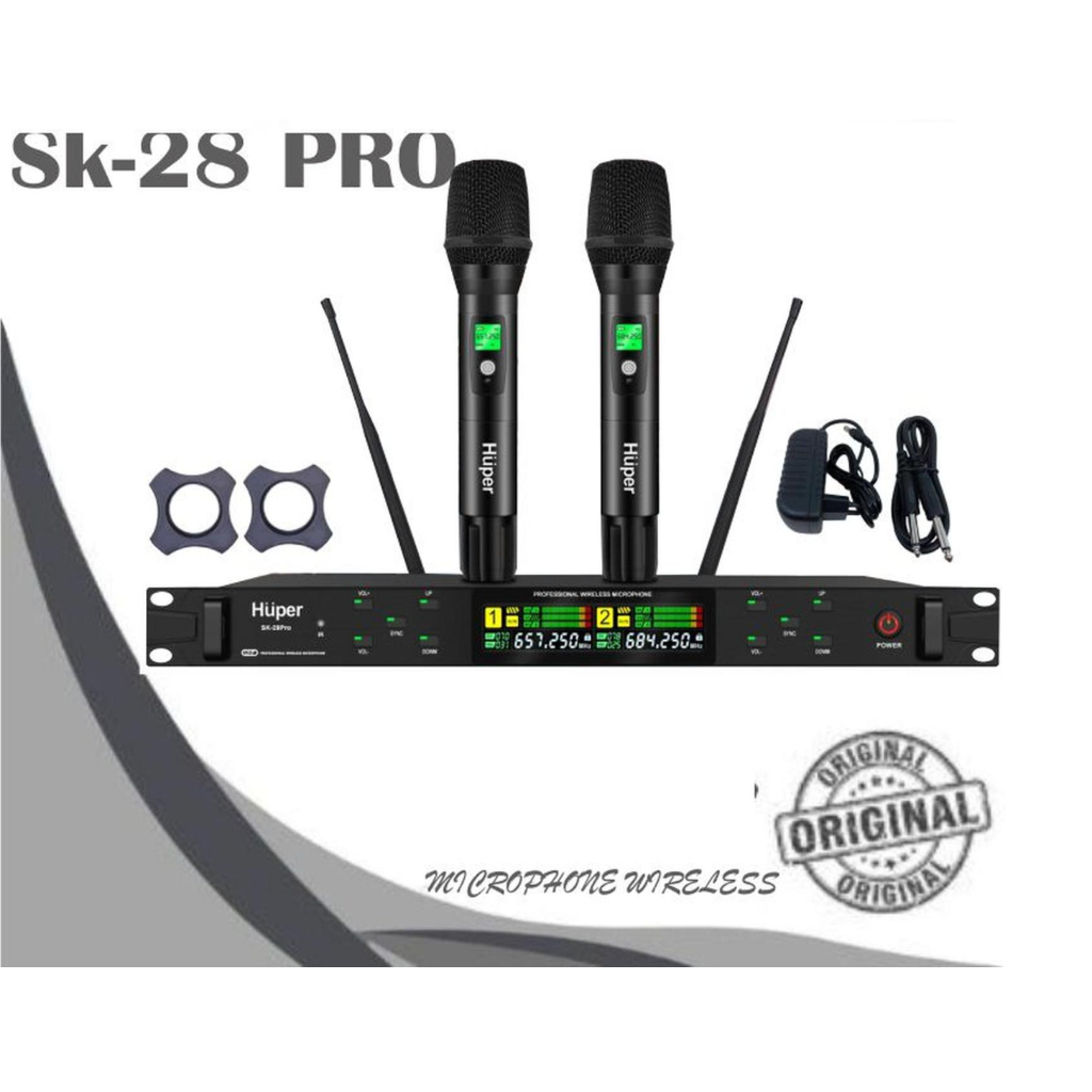 Huper SK28Pro – Dual Channel Microphone Wireless Huper Sk-28 Pro – Mikrofon Nirkabel Wireless Mikrofon