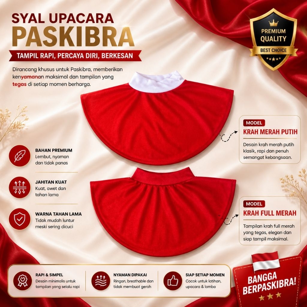 Syal Paskibra Model Kaos - Scarf Paskibra - Syal Upacara - Slayer Paskibra - Slayer Upacara