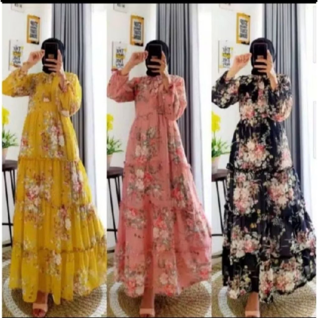Gamis Bunga Sakura Original Syari Fashion Muslim Kekinian ll Busui Terbaru Remaja Dewasa ll Cotton R