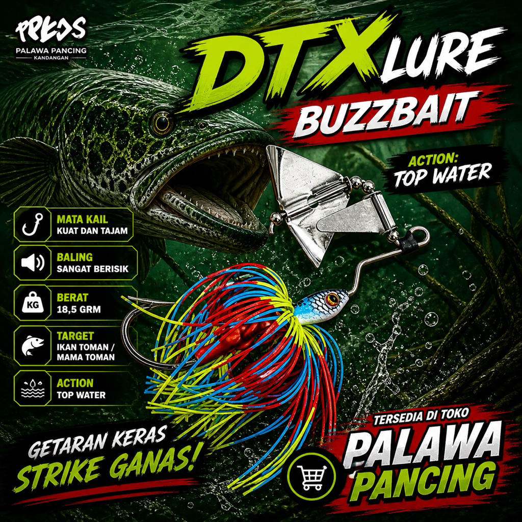 Buzzbait DTX Lure Toman Umpan Casting