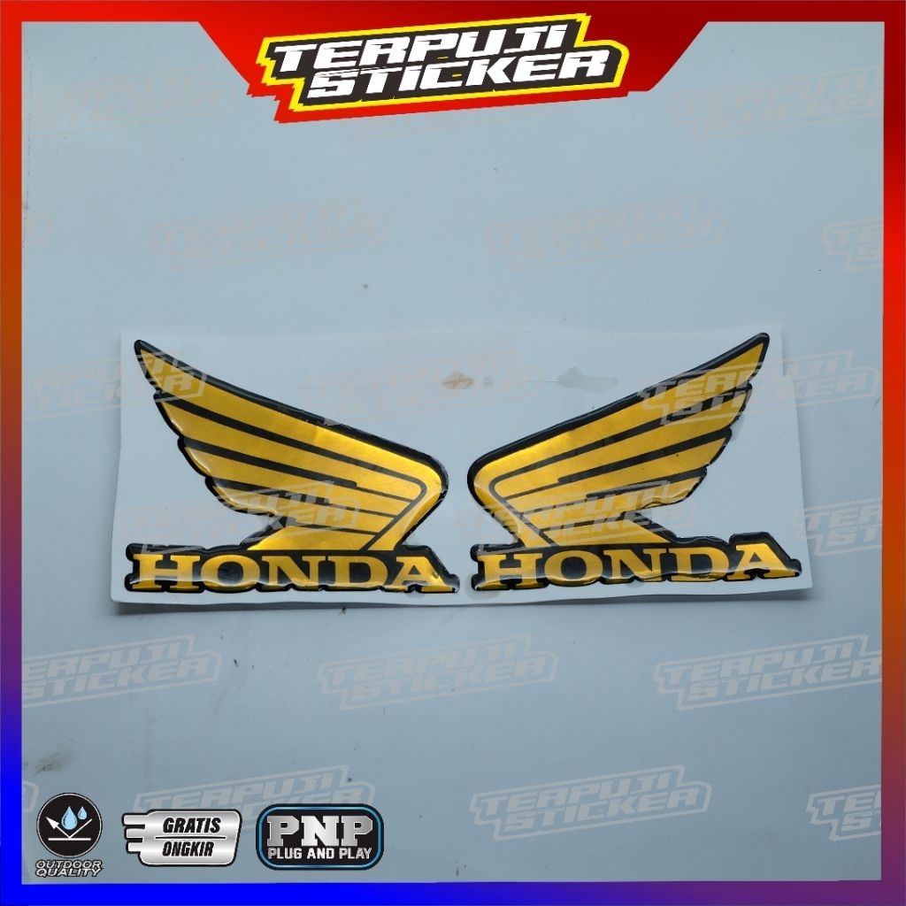 emblem timbul SAYAP HONDA WARNA GOLD/STICKER LOGO SAYAP HONDA  WARNA GOLD
