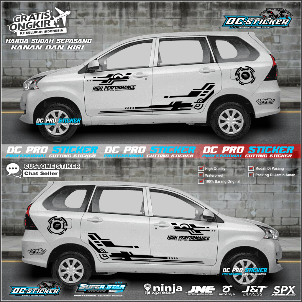 Terbaru Stiker Mobil Avanza Xenia Sporty Cutting Sticker Body Samping Racing Decal Calya Sigra