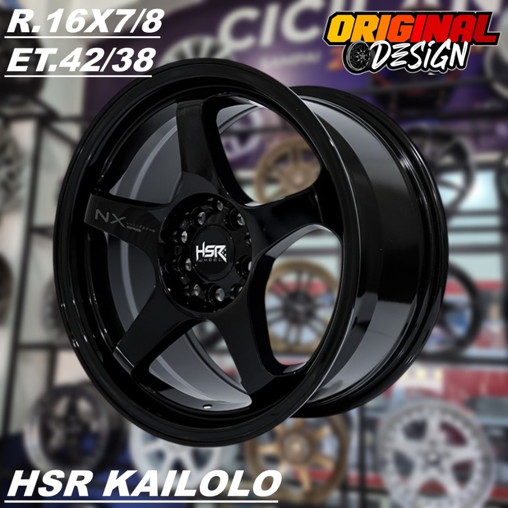 Velg Mobil Ring 16 Celong Lebar 7/8 HSR KAILOLO R16 Warna Hitam Palang 5 Lubang 4