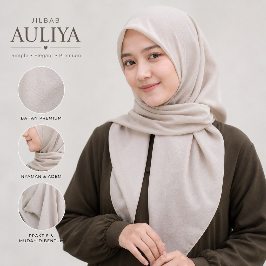 AULIYA.ID Bella Square Size 130x130 120x120 Segiempat Pollycotton Premium Bella Square Hijab
