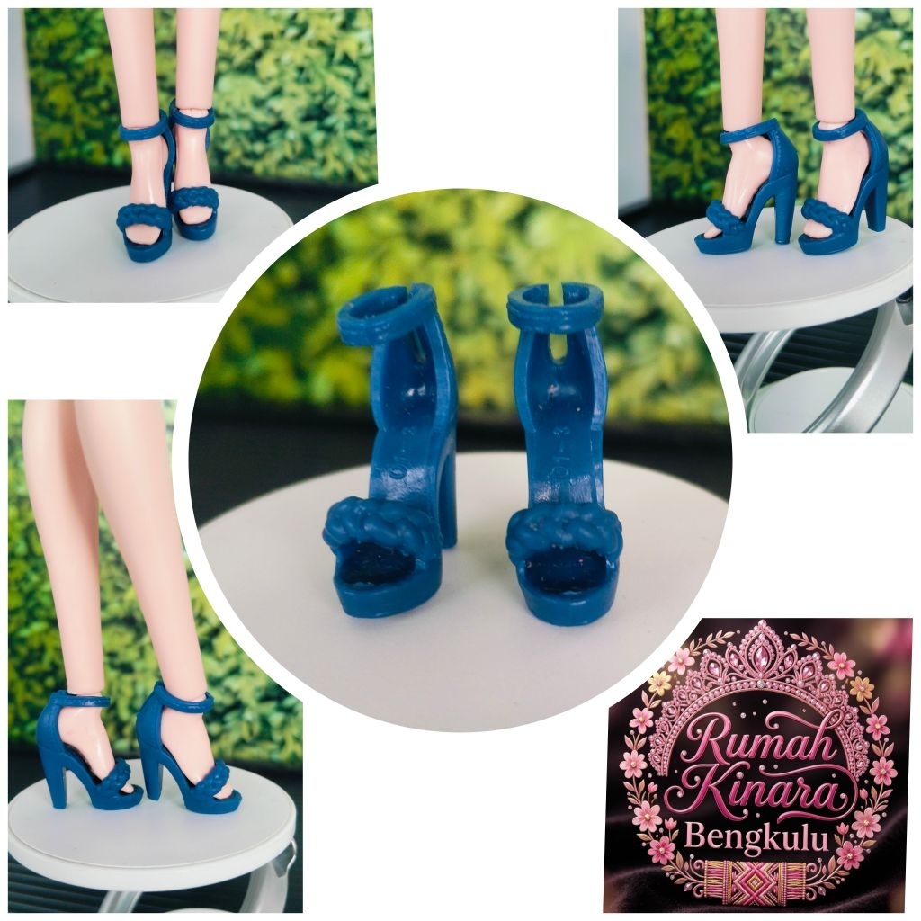 Sepatu Heels Navy Blue Barbie Doll Mattel