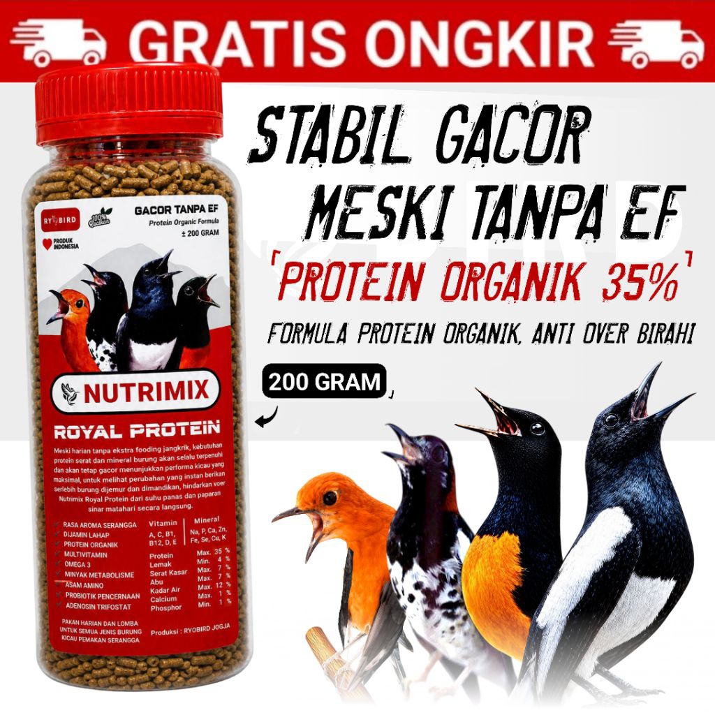 NUTRIMIX ROYAL PROTEIN Pakan Burung Murai Kacer Anis Jalak Cendet Ciblek Prenjak Pakan Protein Tingg