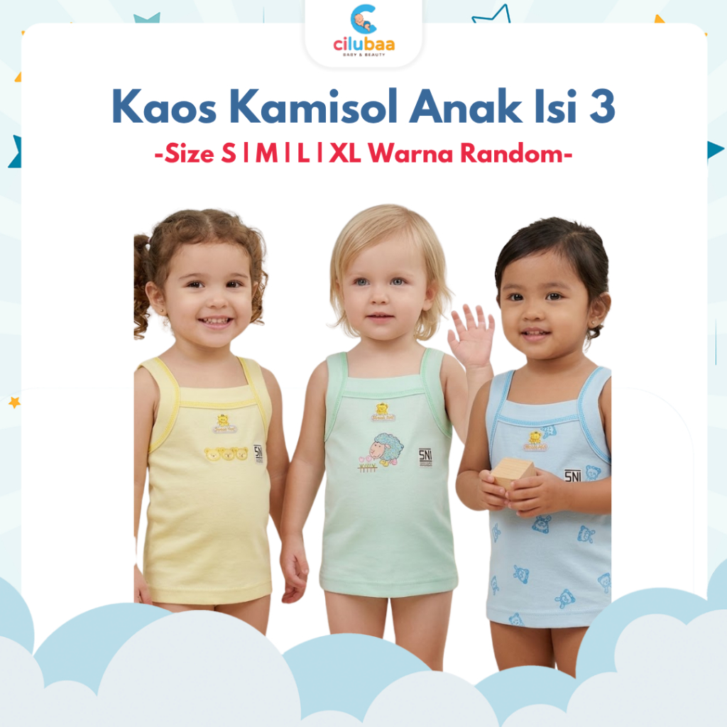[GST] Kaos Kamisol Anak Isi 3 Pcs Warna Random | Baju Dalaman Singlet Tanktop Anak Cewe | Singlet Ba