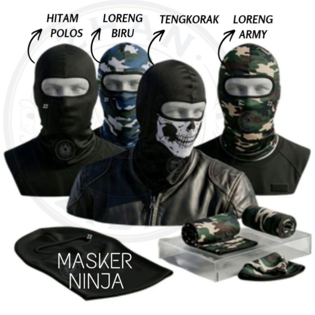 Masker Ninja Pelindung Wajah Cowok Full Face Tebal