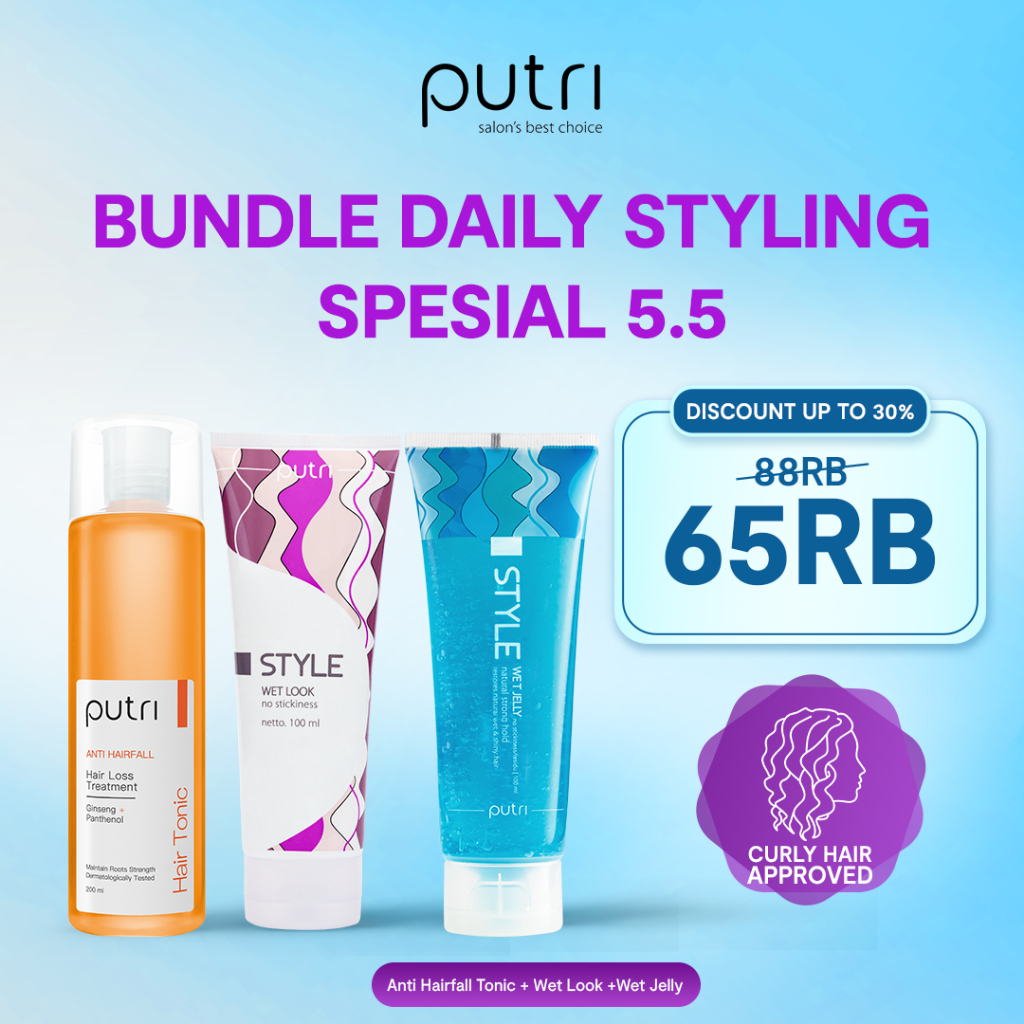 [PAKET STYLING HARIAN] Putri Hair Tonic, Wet Jelly, Wet Look 100 ml | Hair Styling Kit Murah | Hair 