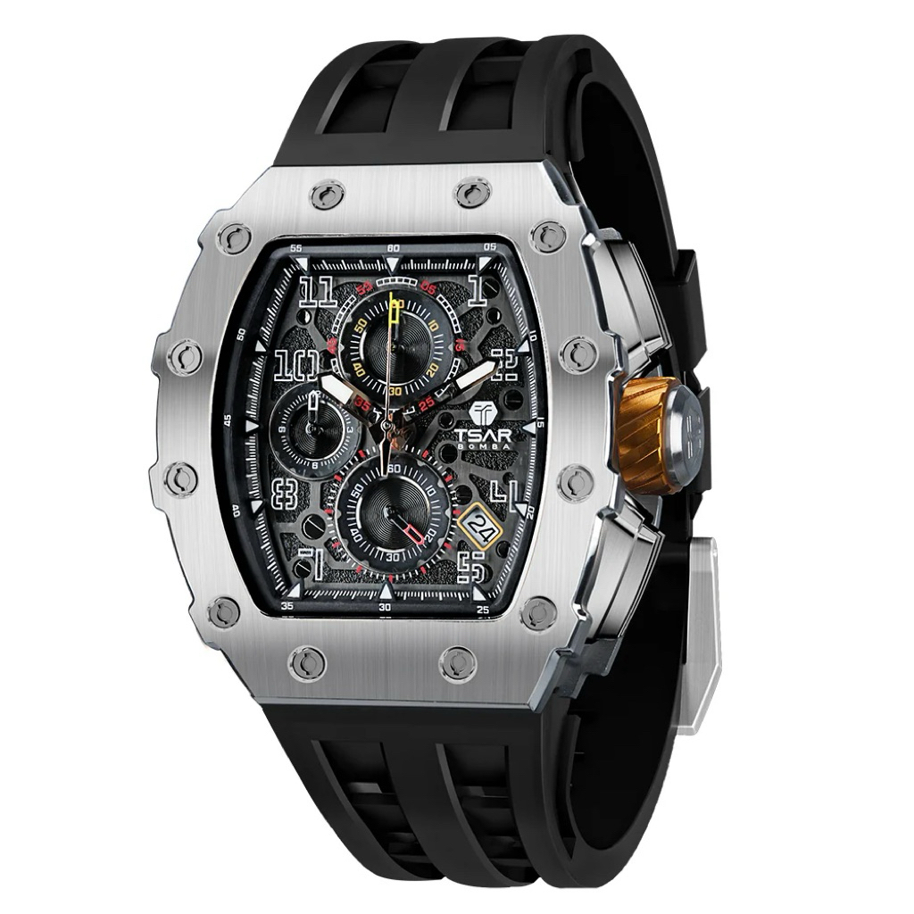 Jam tangan Tsar Bomba TB8204 black silver