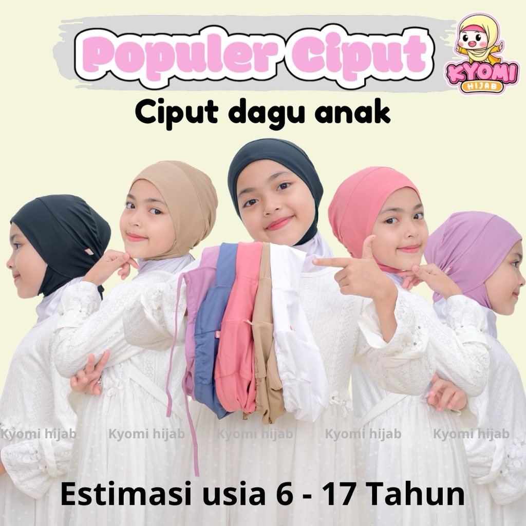 kyomihijab Ciput anak dagu dalaman hijab Ciput anak Jersey usia 6-17 tahun