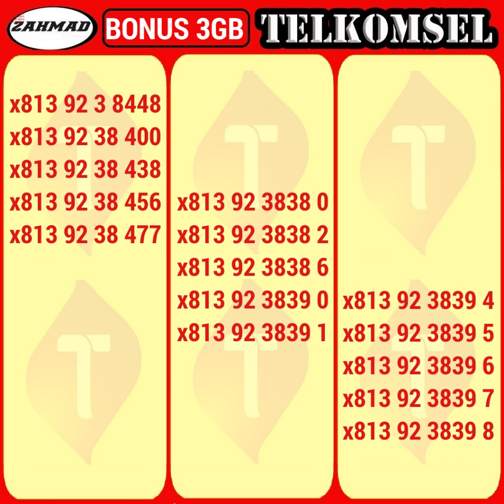 TSEL-C) NOCAN Telkomsel Triple kartu perdana nomor cantik simpati 777 888 999