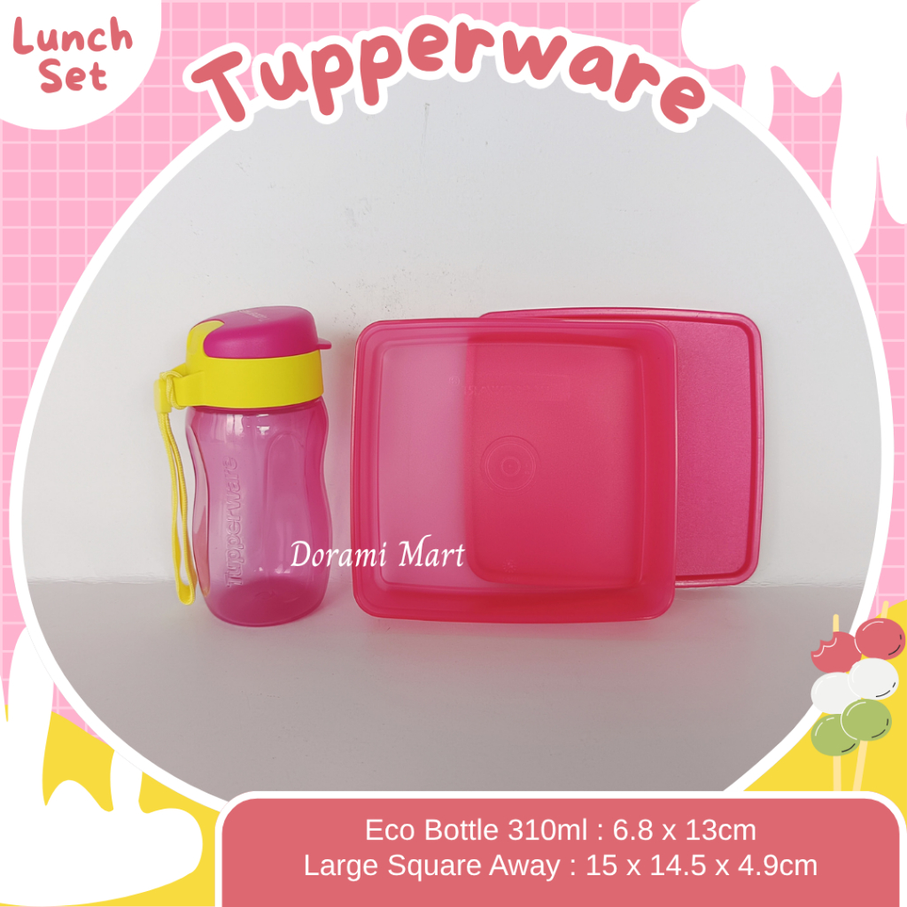 TUPPERWARE Lunch Box Set Tempat Bekal Anak Botol Minum Kotak Makan Eco Fashion Water Bottle Gen Boge