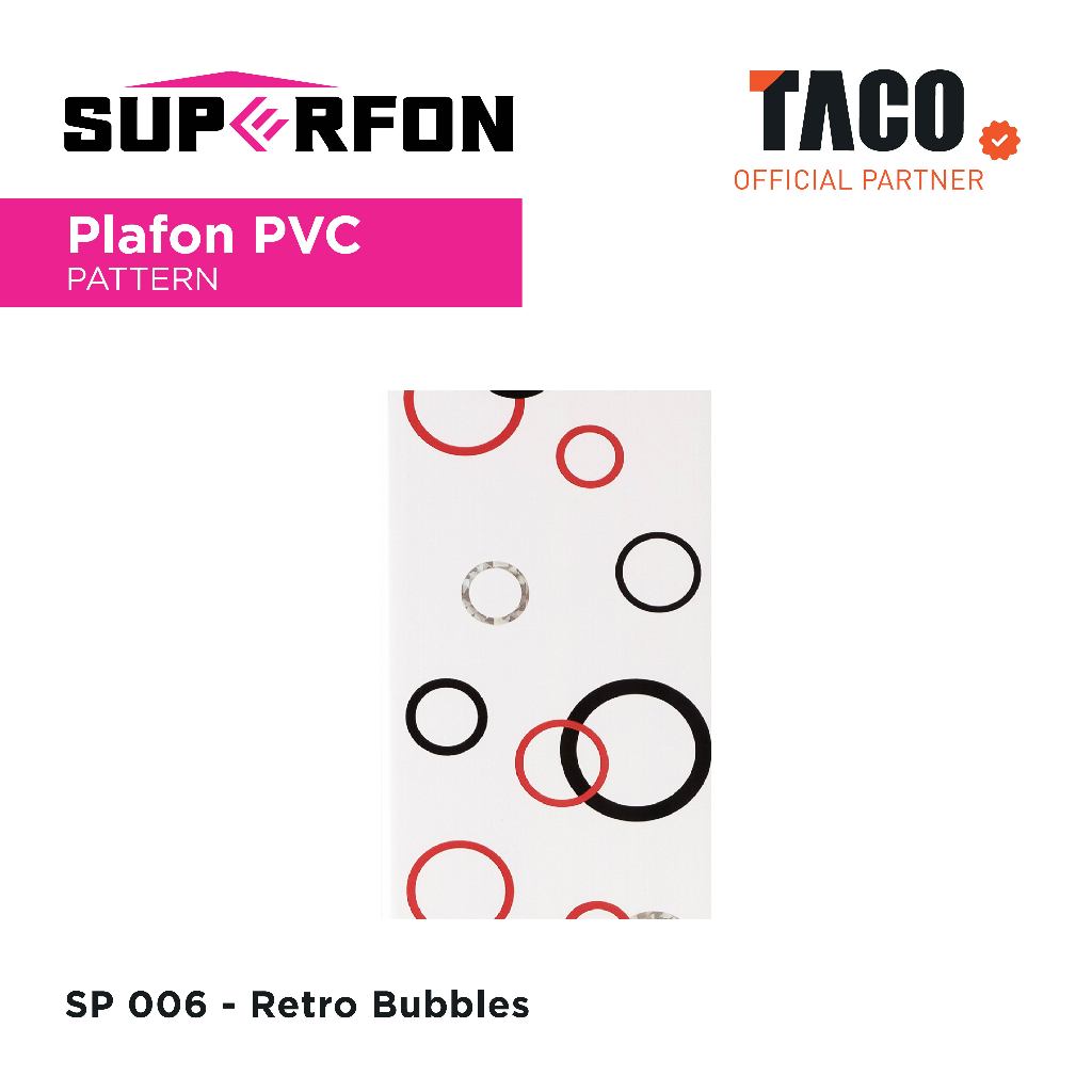 Superfon Plafon PVC Tebal 8mm Panjang 4 Meter & 6 Meter - SP 006 Retro Bubbles