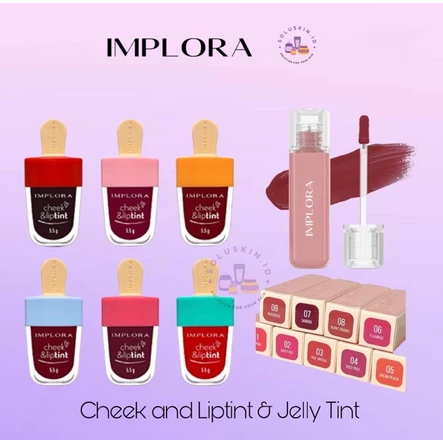 [12 PCS]IMPLORA CHEEK & LIPTINT AND JELLY TINT | LIP TINT | LIP TIN | LIPTIN | ICE CREAM IMPLORA BPO