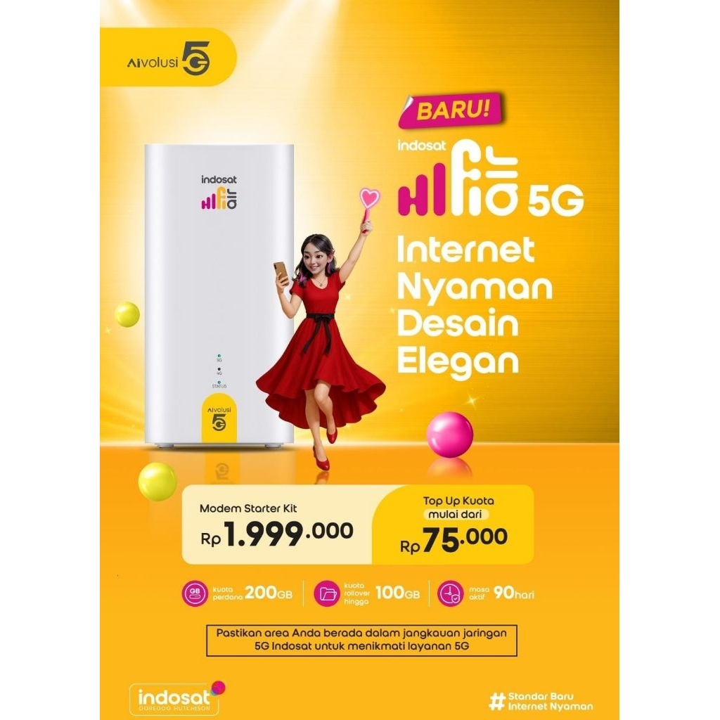Indosat Hifi Air 5G H2 Huawei Brovi H153-381 Modem 5G Hifi Air Free 200GB 90hari