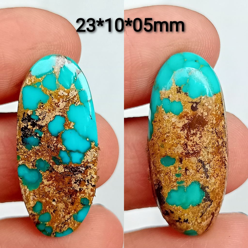 Batu pirus Persia tosca hijau serat emas A(4)