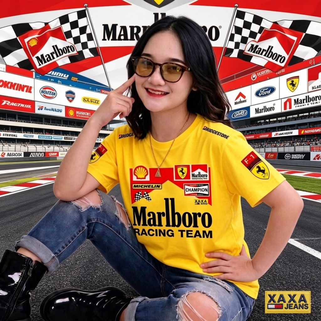 Street Wear Reguler Marlboro Racing Team Kaos Racing Lengan Pendek Bahan Import Full Cotton Combed 2