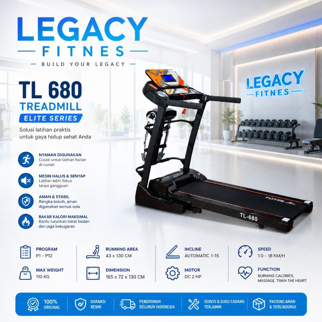 Treadmill Elektrik Electric TL 680 Total Fitnes