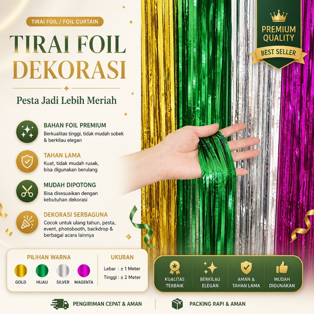 Tirai Rumbai Ulang Tahun / Tirai Rumbai Pesta Dekorasi / Tirai Rumbai