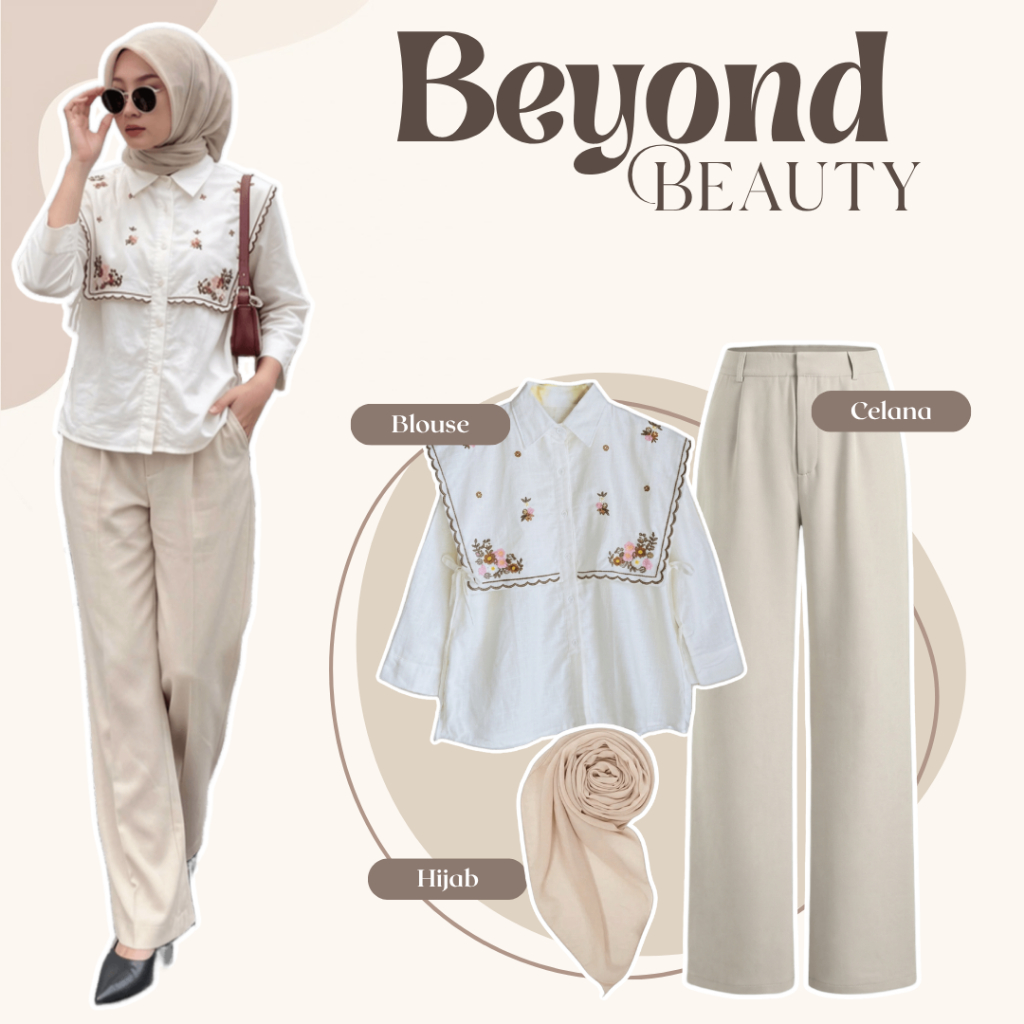 One Set Wanita Remaja | Blouse, Celana, Hijab | Outfit Cewek 1 Set, Setelan Outfit Wanita, OOTD
