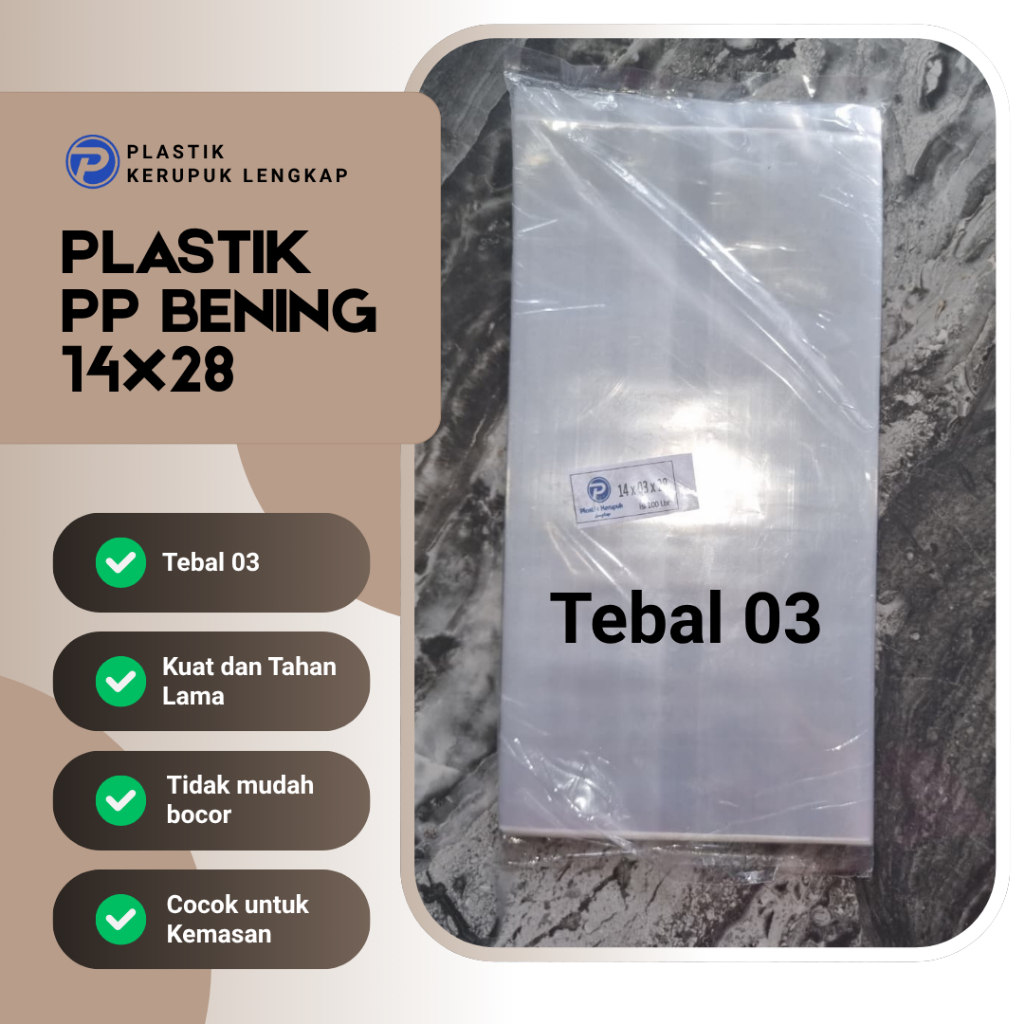 Plastik PP / plastik PP Tebal 03 ukuran 14x28 / Kantong Plastik Bening Transparan