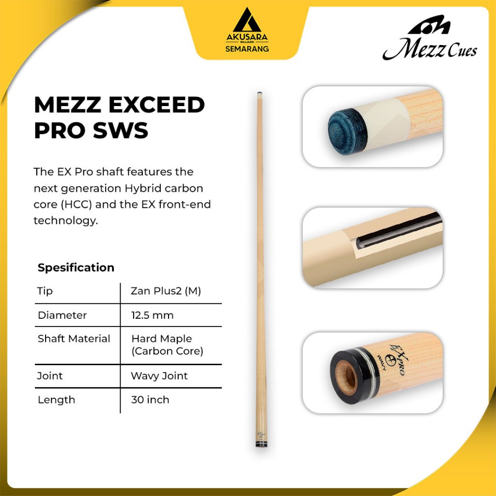 Shaft Mezz Expro SWS Billiard Play Cue Shaft Only Maple Carbon Core