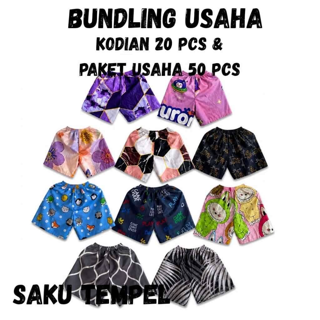 [PAKET BUNDLING USAHA] Boxer Random Unisex Katun Soft Halus Bahan Tidak Panas Size M & L Celana Mela