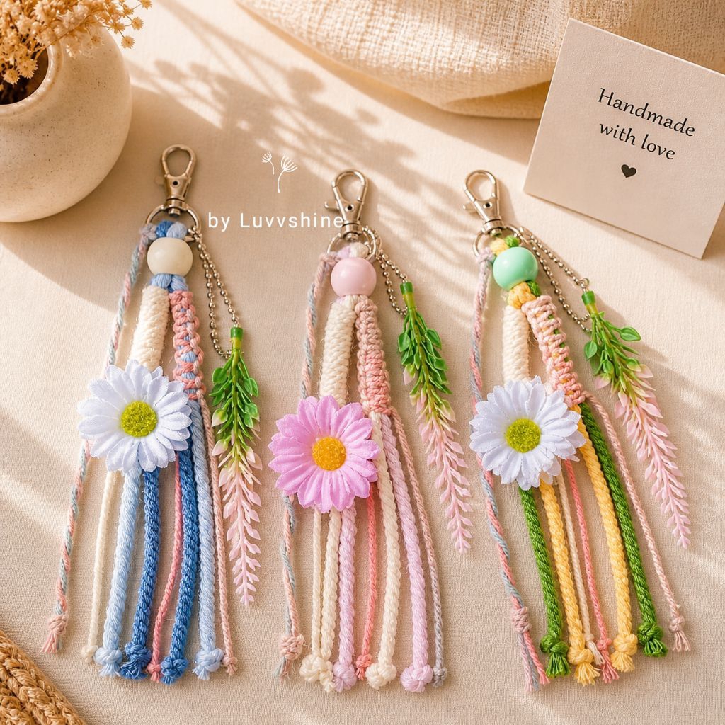 Gantungan Tas Bagcharm Macrame Aesthetic | Daisy Series