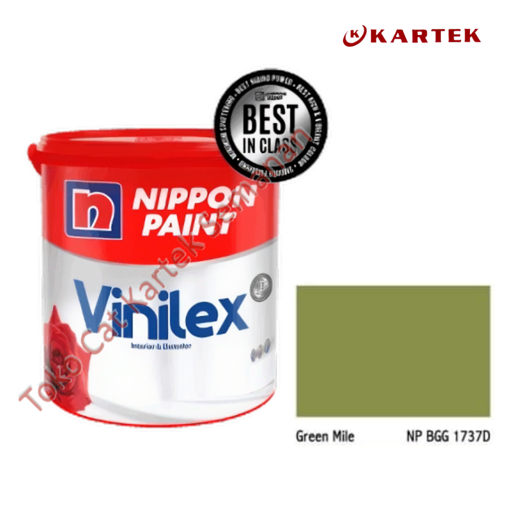 Nippon Paint Vinilex GREEN MILE NP BGG 1737D Cat Tembok Interior Eksterior Hijau Olive 1kg 5kg